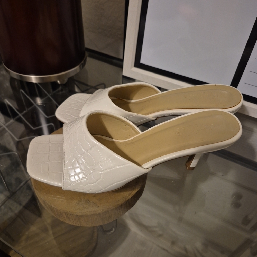 Charlotte Russe Cream Croc-Embossed Mules - Picture 4 of 6